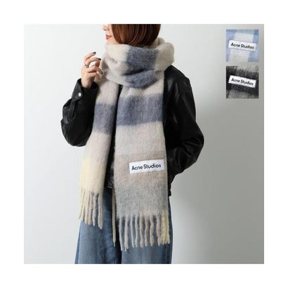 Acne Studios マフラー CA0084 チェック柄 大判 （DUC/Dark-Bkack/Grey/Dark-G）｜詳細画像