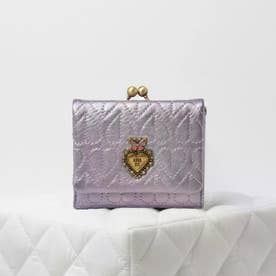新品タグ付　アナスイ　パープルラメ　牛革　ハート柄　ロゴ　折り財布 アナスイ ANNA SUI ドリーミー 口金二つ折り財布 （パープル