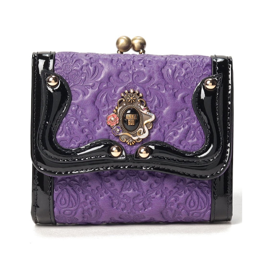 ANNA SUI セルパン 二つ折り口金財布 パープル -ファッション通販