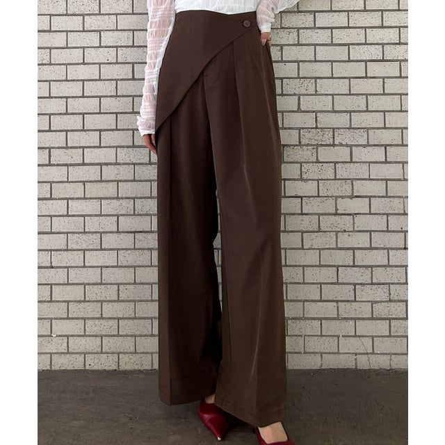 ラップ風パンツ パンツ レディース ハイウエスト（ブラウン）