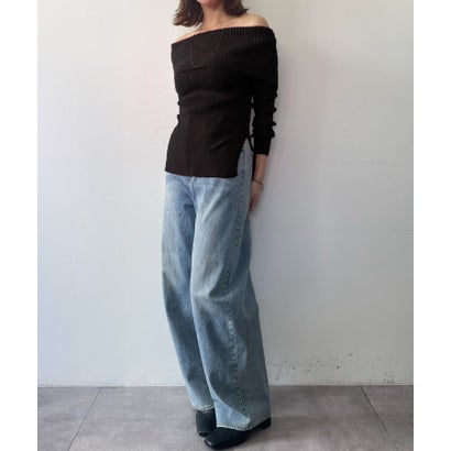 アンピルーラ Ampirula オフショルダーニットプルオーバー ニット 長袖 トップス きれいめ服 オフショルダー（ブラック）｜詳細画像