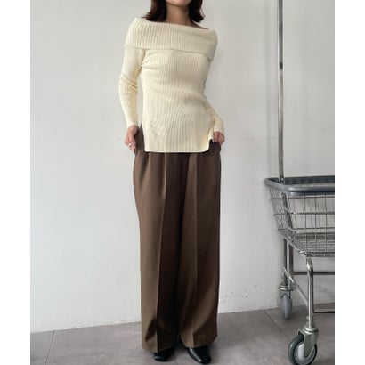 アンピルーラ Ampirula オフショルダーニットプルオーバー ニット 長袖 トップス きれいめ服 オフショルダー（ベージュ）｜詳細画像