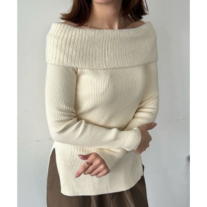 アンピルーラ Ampirula オフショルダーニットプルオーバー ニット 長袖 トップス きれいめ服 オフショルダー（ベージュ）｜詳細画像