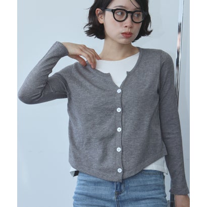 アンピルーラ Ampirula ニット 長袖 トップス レイヤード レイヤード風トップス プルオーバー（グレー）｜詳細画像
