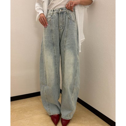 アンピルーラ Ampirula バレルレッグ ジーンズ レディース デニムパンツ レディース（ブルー）｜詳細画像