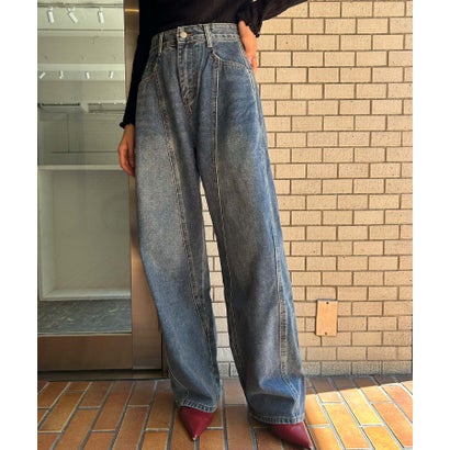 アンピルーラ Ampirula バレルレッグ ジーンズ レディース デニムパンツ レディース（ネイビー）｜詳細画像