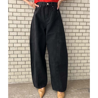 アンピルーラ Ampirula バレルレッグ ジーンズ レディース デニムパンツ レディース（ブラック）｜詳細画像