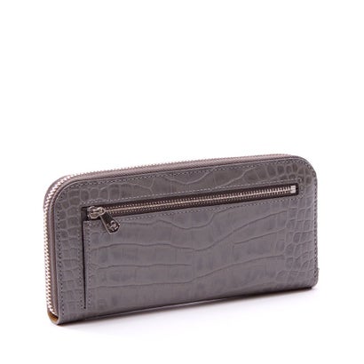 【日本製 MADE IN JAPAN】アクセソワ ドゥ マドモワゼル A.D.M.J. クロコ型押し クリスタルソーイング ラウンドウォレット SMOKE （SMOKE）｜詳細画像
