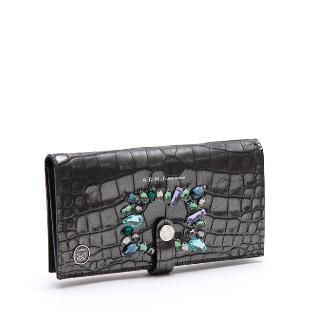 【日本製 MADE IN JAPAN】ヴィッテリグリシャムウェンディ/クリスタルソーイングロングウォレット GUNMETAL （GUNMETAL）
