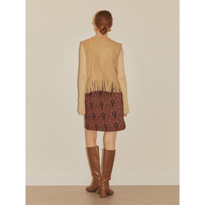 スエードライクフリンジベスト （ベージュ）｜詳細画像