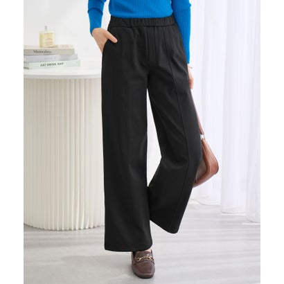 アロッタ Alotta 【レギュラー丈】寒さ知らずの暖かさ！美脚見せセミワイドパンツ （ブラック）｜詳細画像
