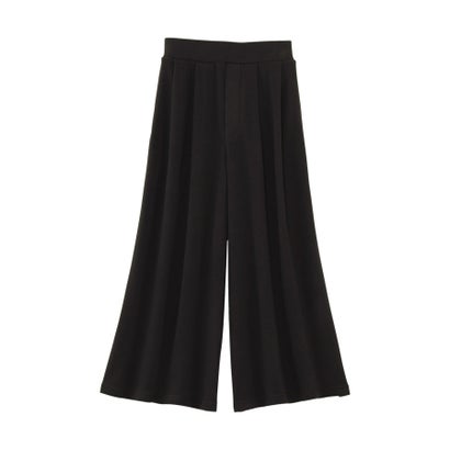 【ショート丈】なめらか起毛ガウチョパンツ （ブラックショート）｜詳細画像