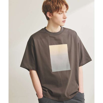 グラデーション グラフィック プリントTシャツ/オーバーサイズ （チャコールグレー）｜詳細画像
