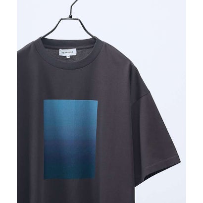 グラデーション グラフィック プリントTシャツ/オーバーサイズ （チャコールグレー）｜詳細画像