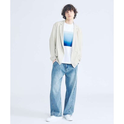 グラデーション グラフィック プリントTシャツ/オーバーサイズ （グレー系その他1）｜詳細画像