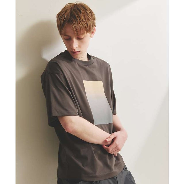 グラデーション グラフィック プリントTシャツ/オーバーサイズ （グレー系その他1）