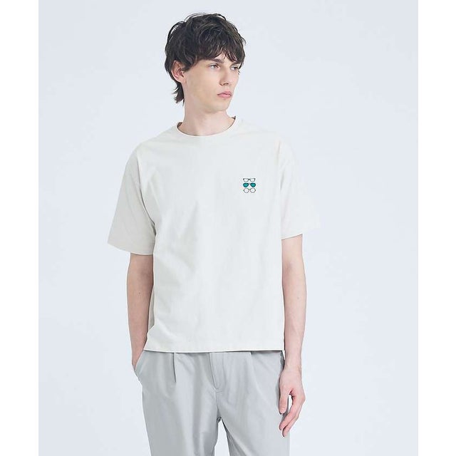 【アイコン刺繍】ボックスシルエット Tシャツ （グレージュ）