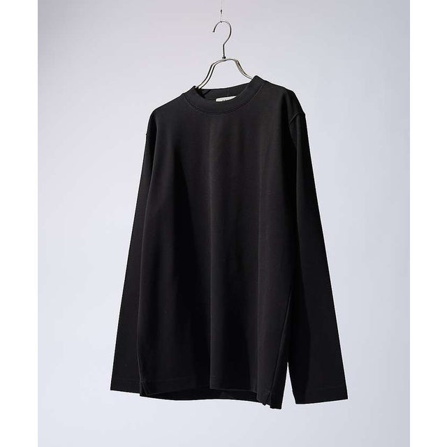 【SMART CLOSET/WEB限定】抗菌防臭 ポンチモックネック 長袖Tシャ （ブラック）