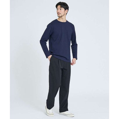 【SMART CLOSET】抗菌防臭 ポンチクルーネック 長袖Tシャツ （ネイビー）｜詳細画像