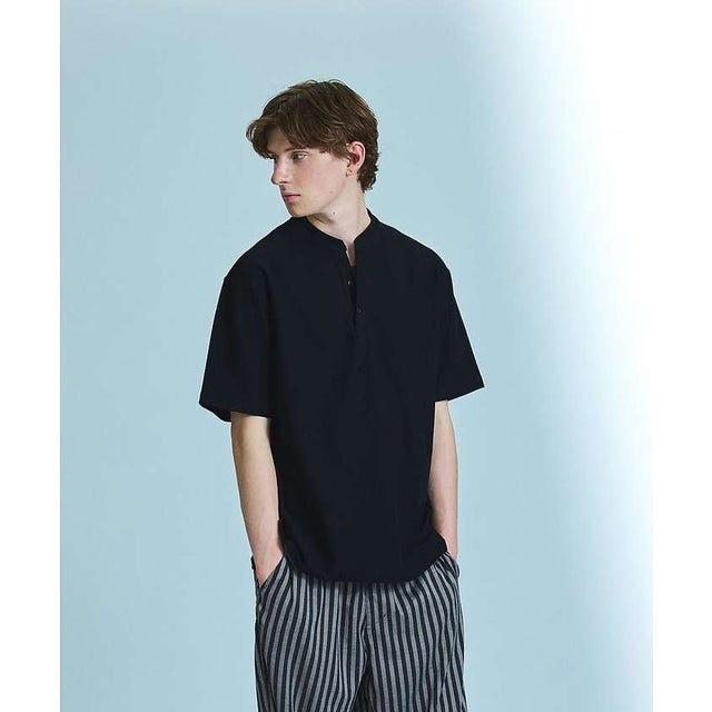 【接触冷感】Vネック スキッパーTシャツ/ヘンリーネック/COVEROSS(R) （ブラック系その他1）