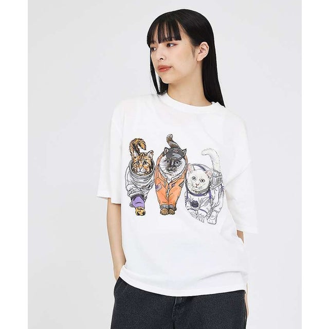 【CORISCO/コリスコ】 Animal猫 Tシャツ/アニマルTシャツ （ホワイト）