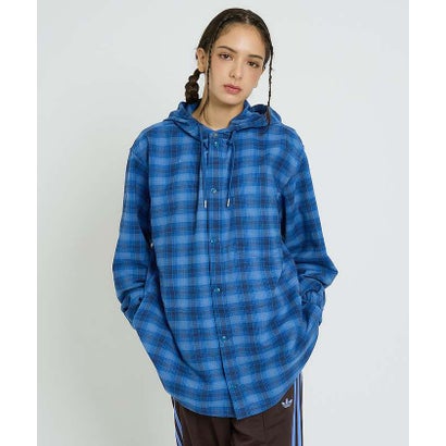 【NANGA / ナンガ】GRID TARTAN FIELD HOOD SHIR （ブルー）｜詳細画像