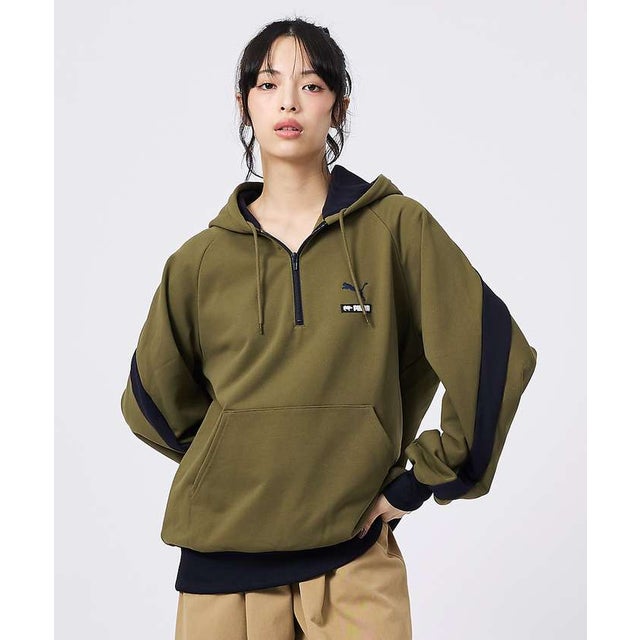【PUMA × SCYE / プーマ × サイ】HALF ZIP HOOD / （カーキ）