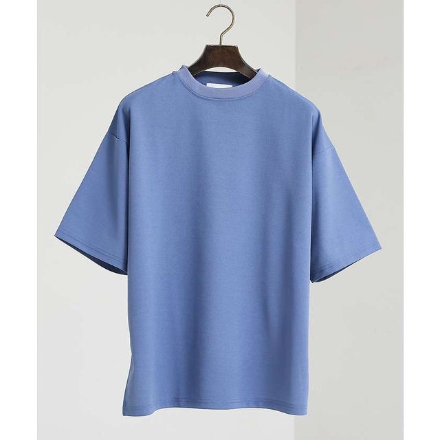 ジョーゼットモックネックワイドTEE （ブルーグレー）