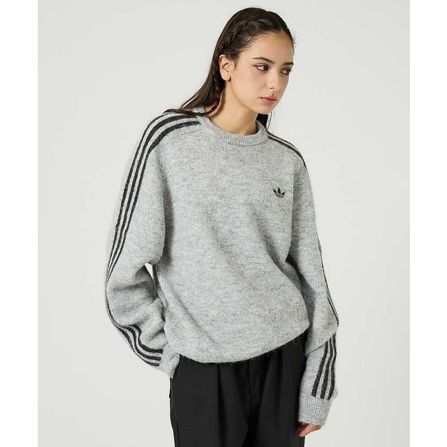 【adidas / アディダス】3STRIPES FLUFFY KNIT / 3 （グレー）