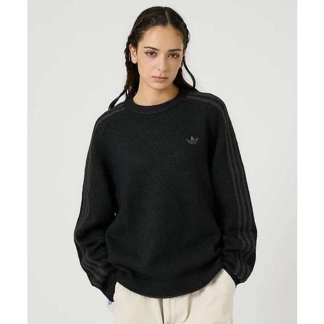 【adidas / アディダス】3STRIPES FLUFFY KNIT / 3 （ブラック）