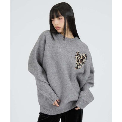 【Revo.レボ】ワンポイントハートステッチルーズニット/ユニセックス/TH-3 （グレー系その他1）｜詳細画像