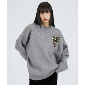 【Revo.レボ】ワンポイントハートステッチルーズニット/ユニセックス/TH-3 （グレー系その他1）