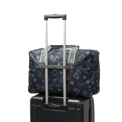 正規品5年保証 ボストンバッグ レディース 小さめ 旅行 ブランド 軽量 32L A4 B4 3泊 2泊3日 軽い かわいい 猫 大人 折りたたみ HAyU フォールディングバッグ 17863 （ブラック柄）｜詳細画像
