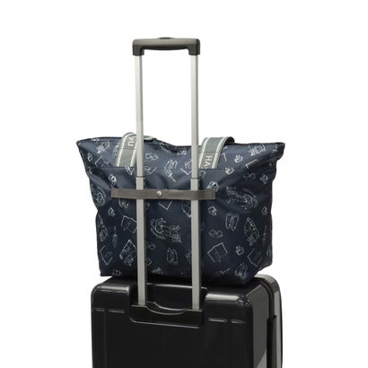 エーストーキョー ace.TOKYO 正規品5年保証 トートバッグ レディース 大きめ A4 ファスナー付き ブランド 旅行 カジュアル 横 軽量 22L 軽い 肩掛け かわいい 猫 HAyU フォールディングバッグ 17861 （ブラック柄）｜詳細画像