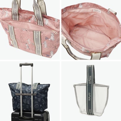エーストーキョー ace.TOKYO 正規品5年保証 トートバッグ レディース 大きめ A4 ファスナー付き ブランド 旅行 カジュアル 横 軽量 22L 軽い 肩掛け かわいい 猫 HAyU フォールディングバッグ 17861 （ブラック柄）｜詳細画像