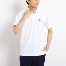 ワッペンデザイン 半袖ポロシャツ 吸水速乾/UV (ホワイト)