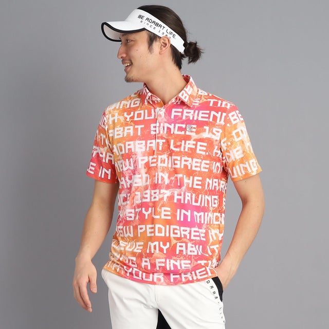 
                    【UVカット/防透け】ロゴデザイン 半袖ポロシャツ （オレンジ(167)）