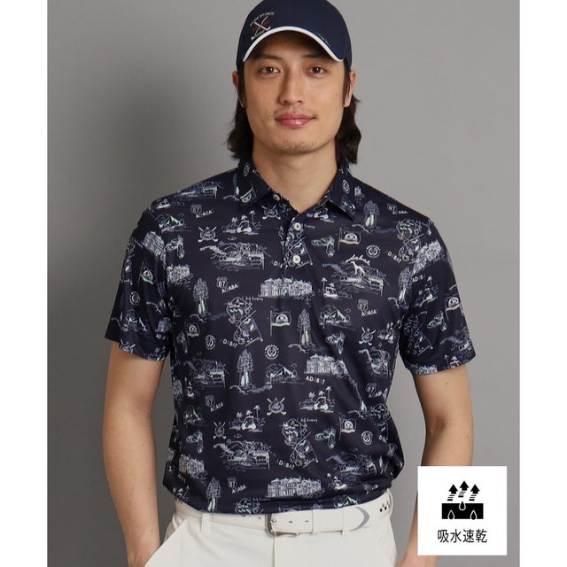 
                    【吸水速乾】リゾートゴルフデザイン 半袖ポロシャツ （ネイビー(194)）