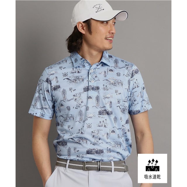 
                    【吸水速乾】リゾートゴルフデザイン 半袖ポロシャツ （サックスブルー(190)）