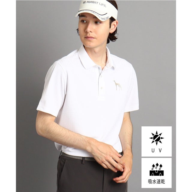 
                    【UVカット／吸水速乾】千鳥デザイン 半袖ポロシャツ （ホワイト(001)）