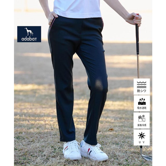 ◆【ADABAT NAVY】ストレッチツイルストレートパンツ （ブラック(019)）