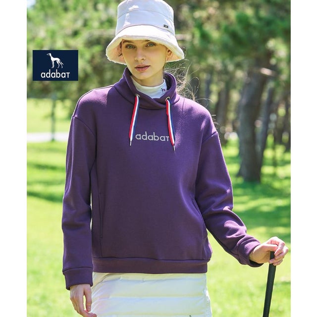 ◆【ADABAT NAVY】ボンバーヒート（R）フーディープルオーバー （パープル(083)）