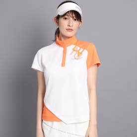 ◆【日本製／遮熱効果】切り替えロゴデザイン 半袖プルオーバー （オレンジ(867)）