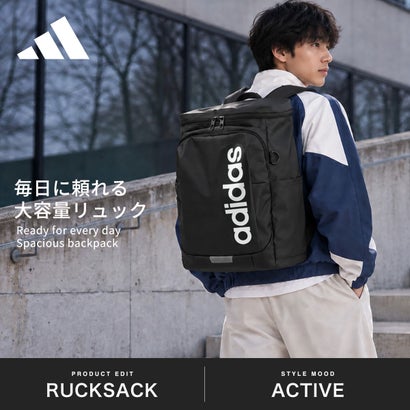 アディダス adidas リュック レディース メンズ 大容量 通学 通勤 丈夫 ブランド スクールリュック アウトドア 遠征 部活 防水性 反射材 黒 B4 23L リニアスクエアバッグ NQ156 （BLACK×BLISSBLUE）｜詳細画像
