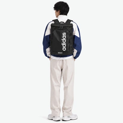 アディダス adidas リュック レディース メンズ 大容量 通学 通勤 丈夫 ブランド スクールリュック アウトドア 遠征 部活 防水性 反射材 黒 B4 23L リニアスクエアバッグ NQ156 （BLACK×BLISSBLUE）｜詳細画像