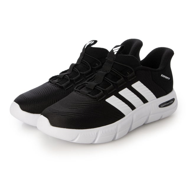 レディース スニーカー RAPIDFIT_W_26FW Cloudfoam フレックス ラピッドフィット シューズ HP7002 （コアブラック/フットウェアホワイト/シルバーメタリック）