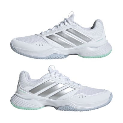 アディダス adidas アディダス adidas テニス ゲームコート 3 オールコート テニス / GameCourt 3 All Court Tennis レディース シューズ 軽 （フットウェアホワイト/シル）｜詳細画像