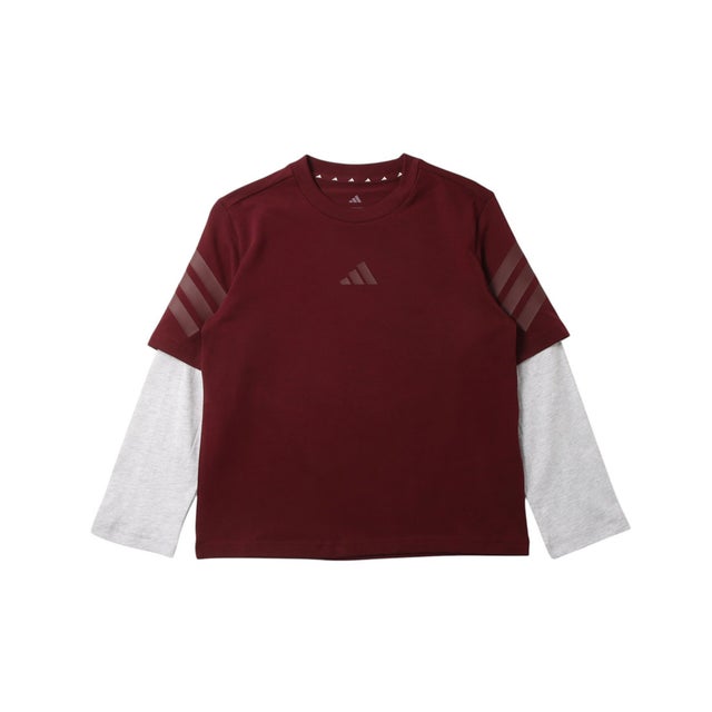 ジュニア 長袖Tシャツ フューチャー アイコン 2-IN-1 Tシャツ 長袖 KR4063 （マルーン/ライトグレーヘザー/マルーン）