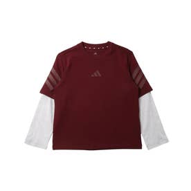 ジュニア 長袖Tシャツ フューチャー アイコン 2-IN-1 Tシャツ 長袖 KR4063 （マルーン/ライトグレーヘザー/マルーン）