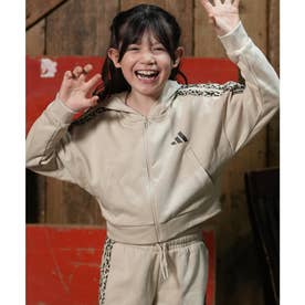 ジップアップ パーカー フーディー キッズ 子供 クロップド丈 （BEIGE）